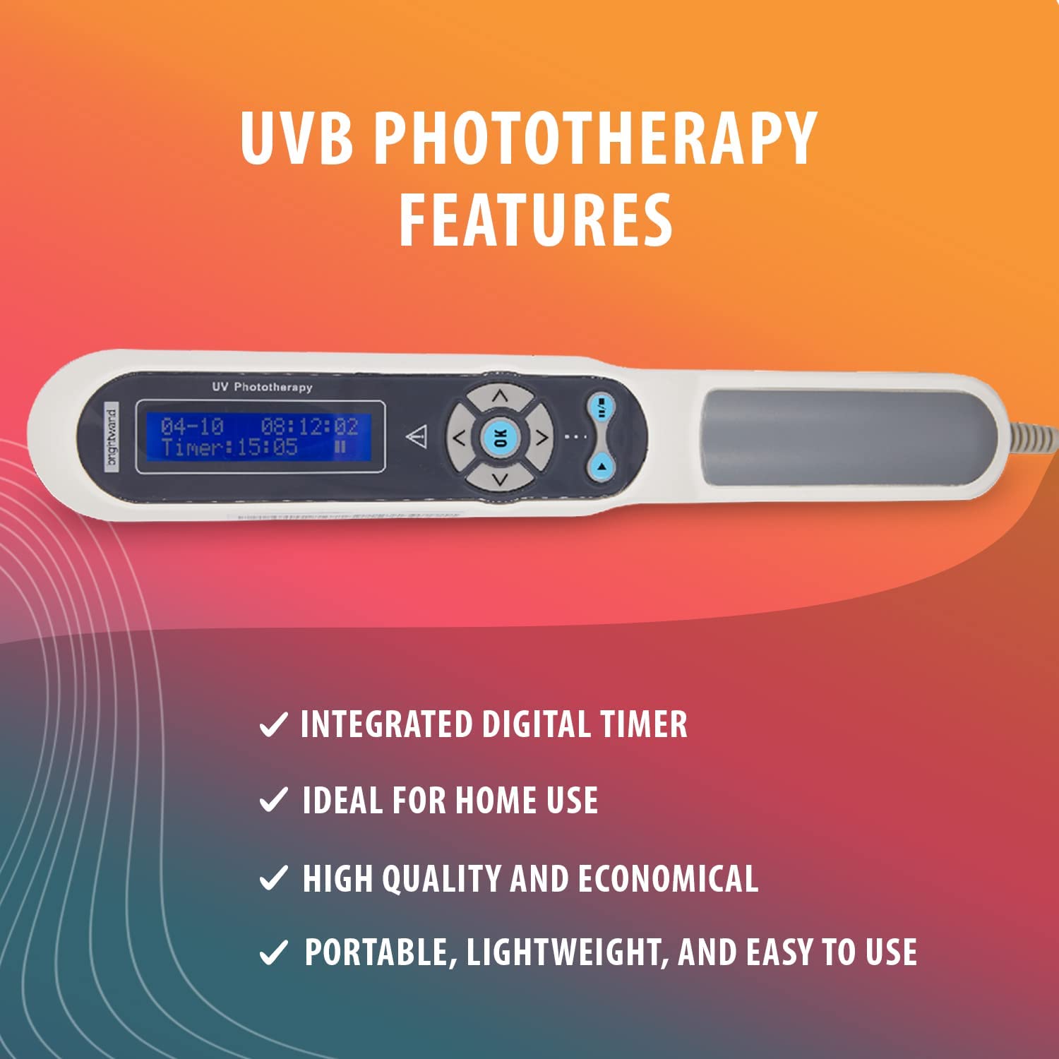 Brightwand Corded UVB Phototherapy Wand – Narrowband 311nm Light Therapy for Psoriasis, Vitiligo & Eczema